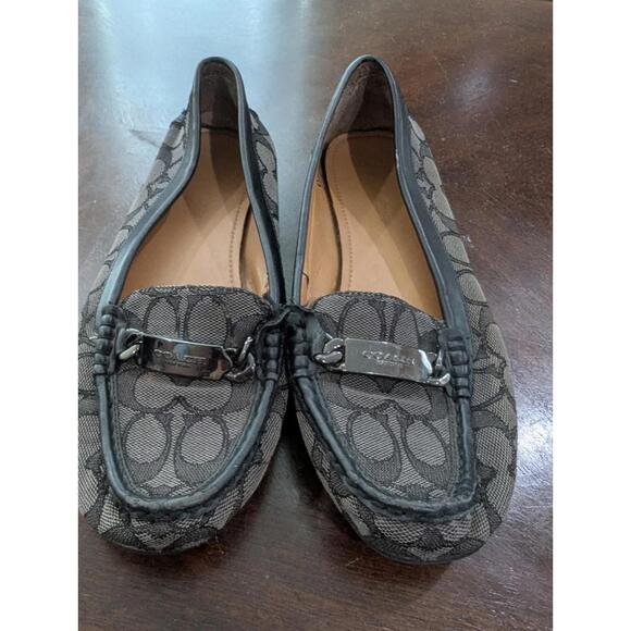 COACH LOGO Olive Monogram Signature Loafers Shoes Black Gray Size 8 Women - Picture 1 of 7